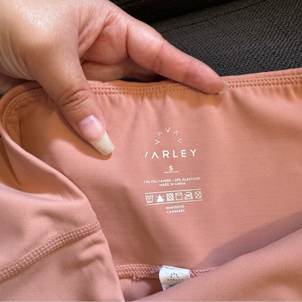Varley ‘Boden’ Laser Cut Leggings in ‘Cameo’ Peach Pink Size Small - Picture 14 of 16